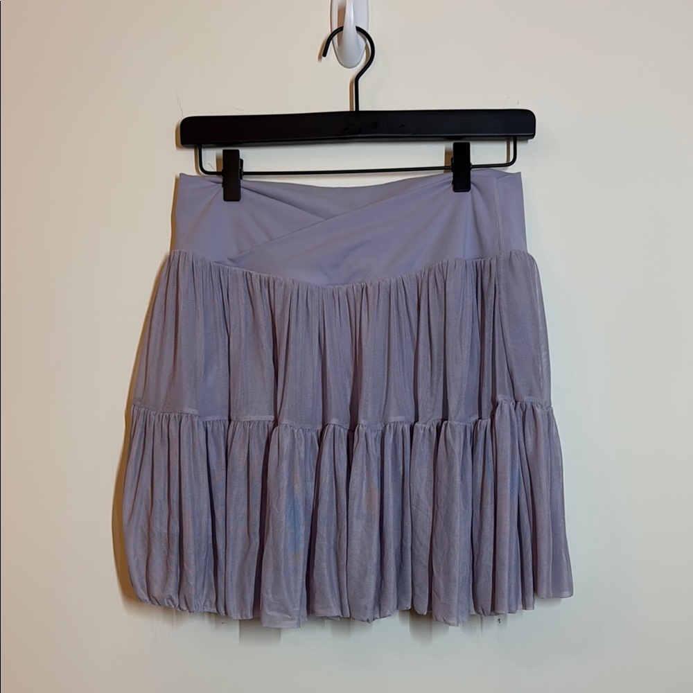LOGILATES Lavender Purple Tiered Mini Skirt/Skort Ballet Dance Lace Sheer XL